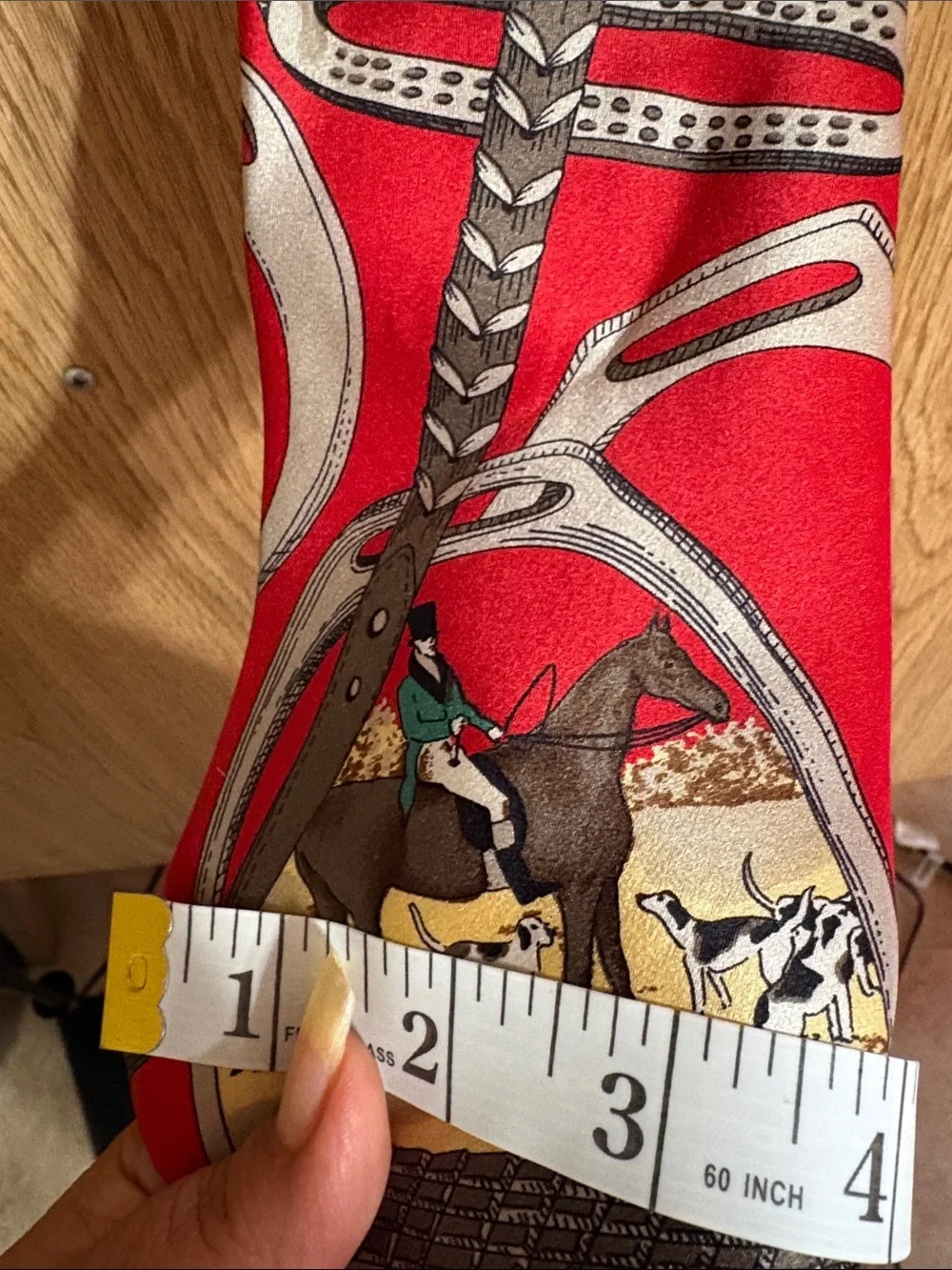 Paco Rabanne 💯 % silk Red Equestrian Print Men’s Tie